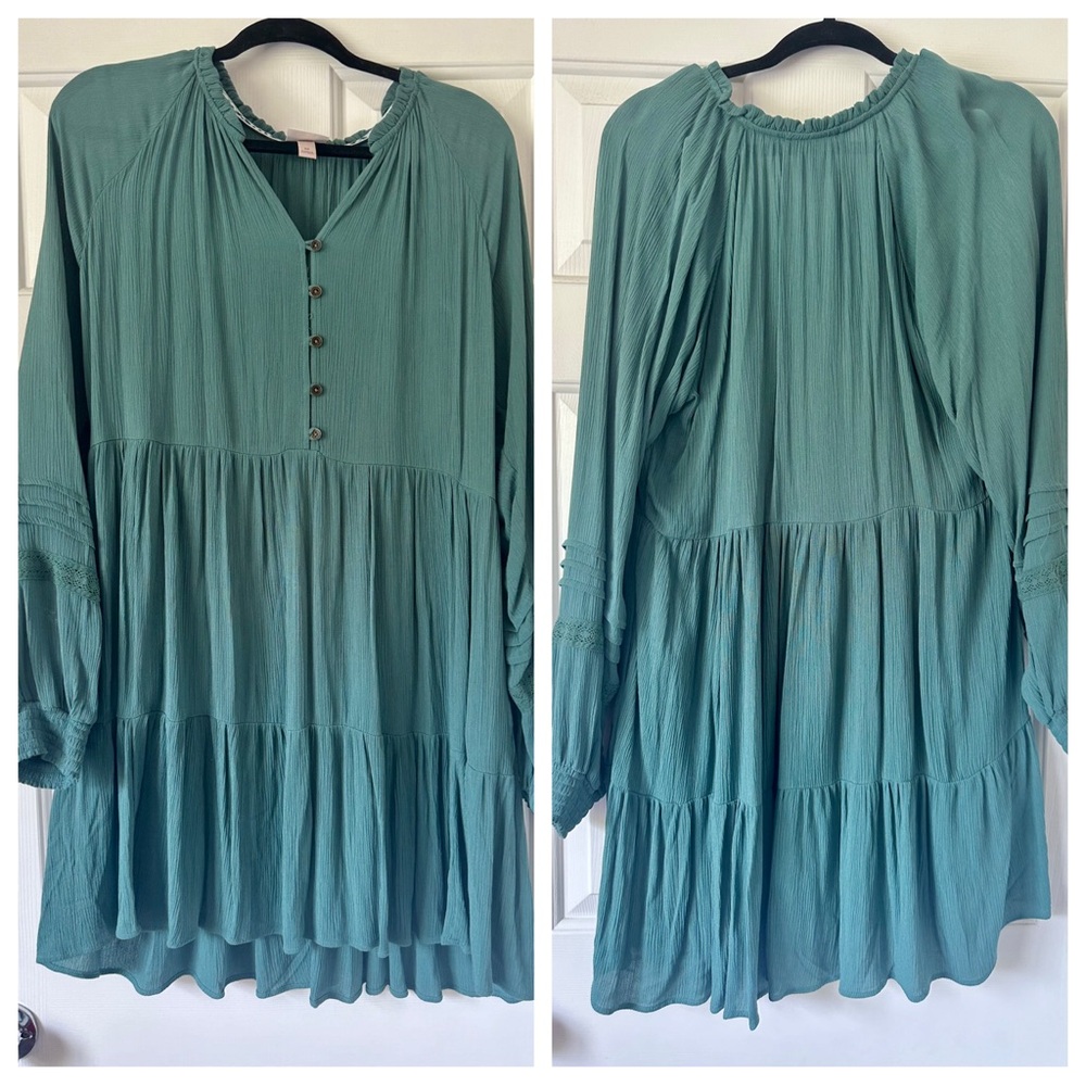 Knox Rose Green Tiered Buttoned Sundress